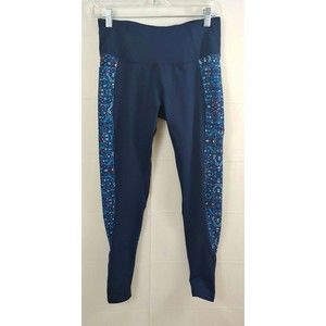 Z By Zobha Womens Athletic Pants Leggings Small Pockets Blue Zipper Ankle
